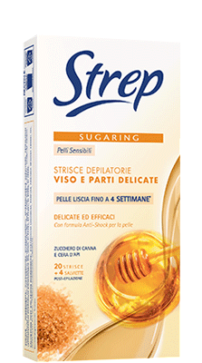 Strisce depilatorie viso e parti delicate Sugaring